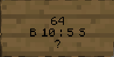 Shop sign with the first line empty, then 64, then B 10:5 S, then a question mark